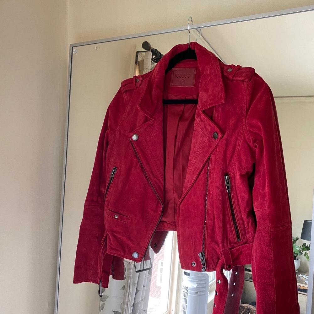 EUC Blank NYC Red Moon Suede Moto Jacket